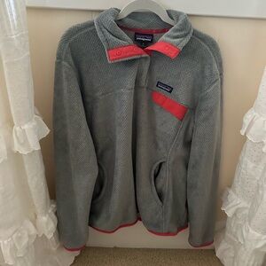 Patagonia Gray 1/4 Snap with Pink/Coral Highlights